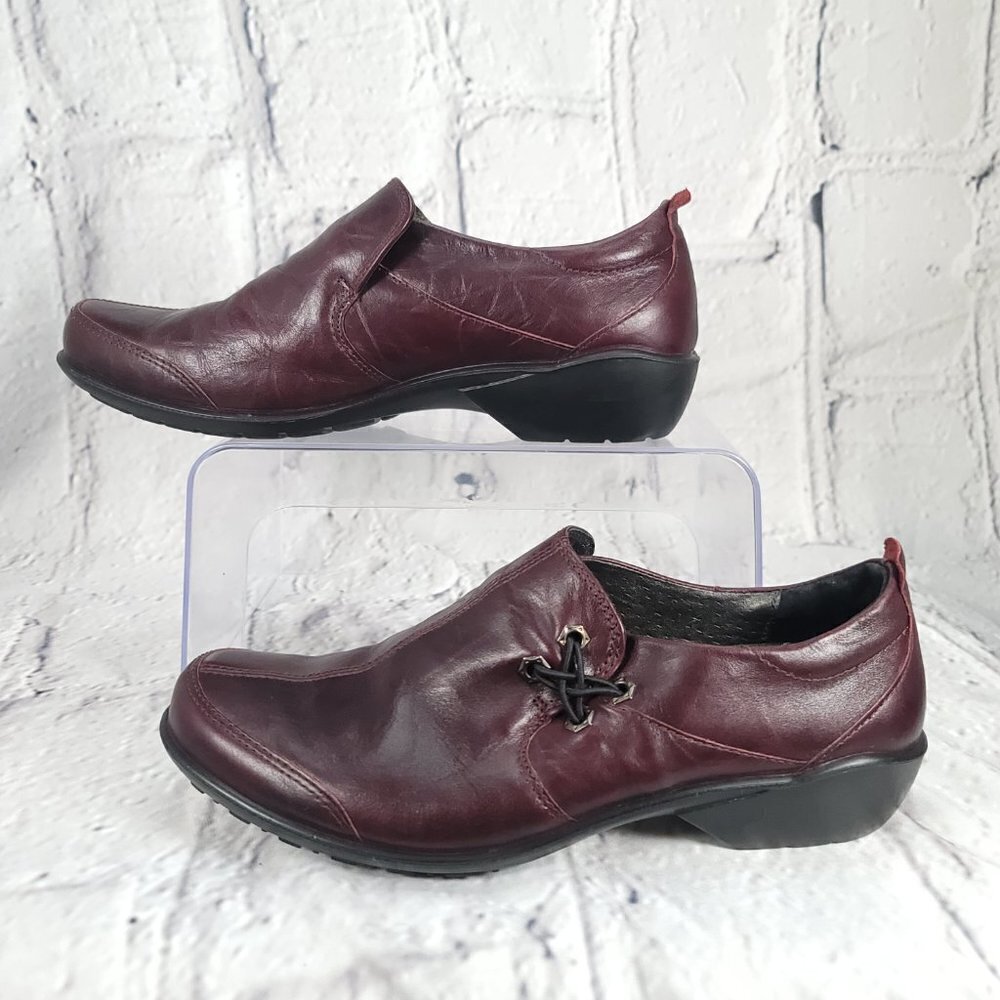 ROMIKA Burgundy Womens Sz 8-8.5 Leather Slip On Loafers‎ Academic Casual Comfort - Picture 2 of 15